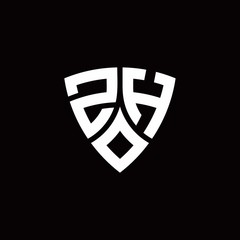 ZH monogram logo with modern shield style design template