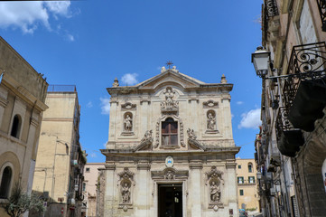 Obraz premium Taranto Cathedral dedicated to Saint Catald (Cattedrale di San Cataldo). Roman Catholic cathedral located in Old Town Taranto, Puglia, Italy