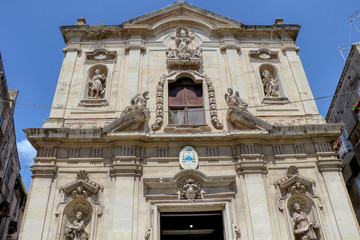 Fototapeta na wymiar Taranto Cathedral dedicated to Saint Catald (Cattedrale di San Cataldo). Roman Catholic cathedral located in Old Town Taranto, Puglia, Italy