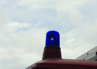 Blue emergency lighting on a fire truck