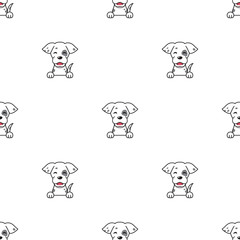 Vector cartoon character dog seamless pattern background for design.