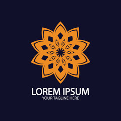 Flower logo. The circular logo. Logo of the flower. Stylized flower. Petals. Simple logo. The brand name  emblem  logo. Mandala. Logo boutique. Logotype for beauty. Logo for flower shop.