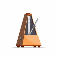 wooden metronome, Musical Instrument tool in cartoon realistic illustration vector isolated in white background