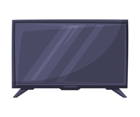 Black Television, Modern TV with Blank Screen Flat Style Vector Illustration on White Background