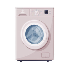 Washing Machine Household Appliance Flat Style Vector Illustration on White Background