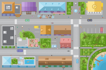 Vector illustration. City top view.
Cityscape view from above.