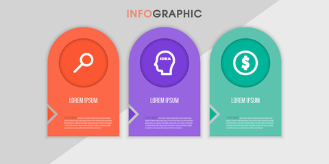 Presentation business infographic template with 3 options. Vector template.