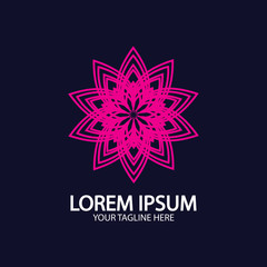 Flower logo. The circular logo. Logo of the flower. Stylized flower. Petals. Simple logo. The brand name  emblem  logo. Mandala. Logo boutique. Logotype for beauty. Logo for flower shop.