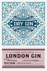 Vintage Gin label. Vector layered