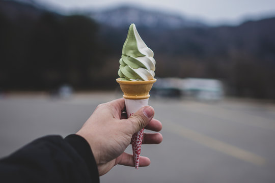 Green tea fresh milk ice cream in Japan.