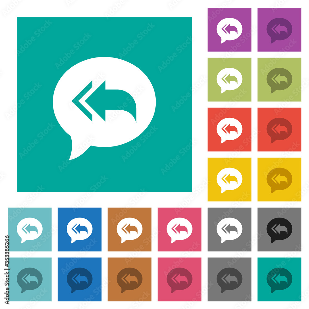 Poster reply to all recipients square flat multi colored icons