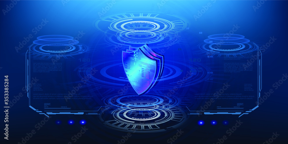 Poster innovative concept digital data protection, privacy system and security of your personal data in sty