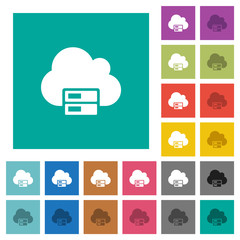 Cloud storage square flat multi colored icons