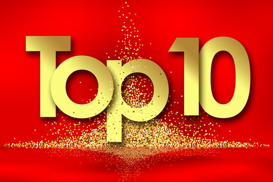 Top 10 In Red Background And Golden Stars