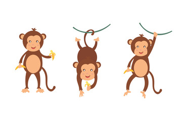 Collection Cute Little Monkeys vector characters