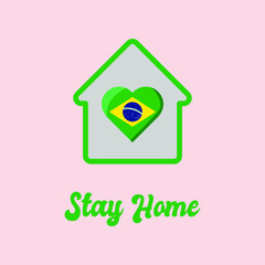 brazil stay home vector illustration icon sticker