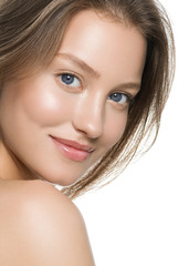 Fototapeta premium Beauty female healthy skin woman happy smile face spa concept