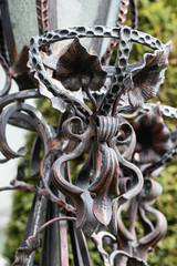 wrought-iron gates, ornamental forging, forged elements close-up
