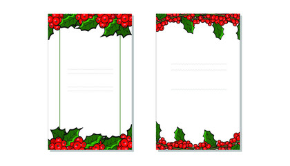Christmas greeting card with holly vector