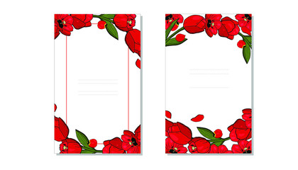 Vector illustration of beautiful red tulips decoration layout. Design for invitation