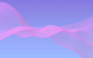 Pink wave on blue sky abstract background. Fluttering pink scarf. Waving on wind pink fabric. 3D illustration