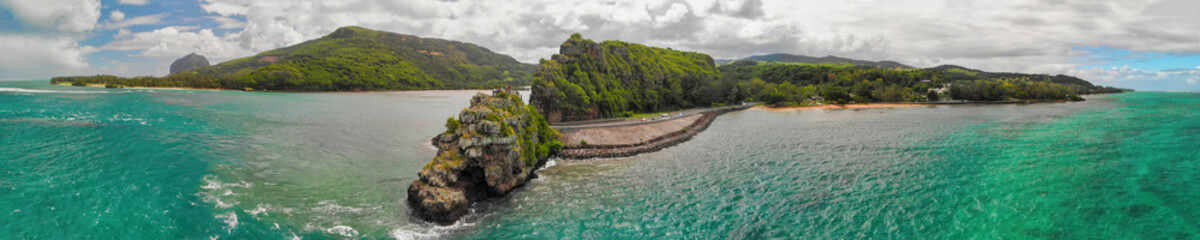 Maconde view point, Mauritius. Monument to captain Matthew Flinders. An unusual road to the Islands...