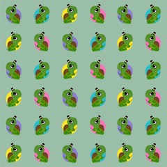 Obraz premium Turtle Carries a Magic Stick and Wears a Magic Hat Cute Illustration, Cartoon Funny Character, Pattern Wallpaper 