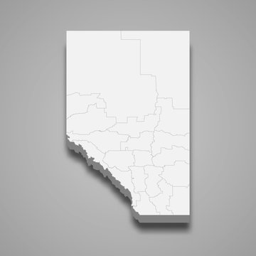 Alberta 3d map province of Canada Template for your design