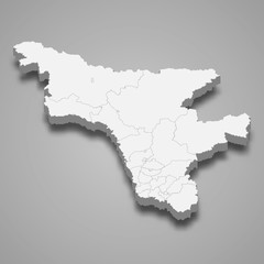 Amur oblast 3d map region of Russia Template for your design