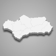 Andalusia 3d map region of Spain Template for your design