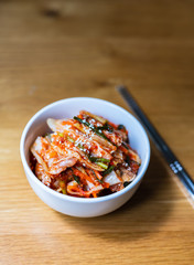 Gimchi or Kimchi are Korean spicy fermented pickles.