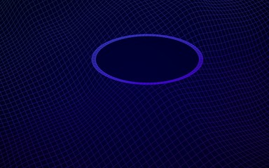 Abstract landscape on a blue background. Cyberspace grid. Mockup. hi tech network, technology. 3D illustration