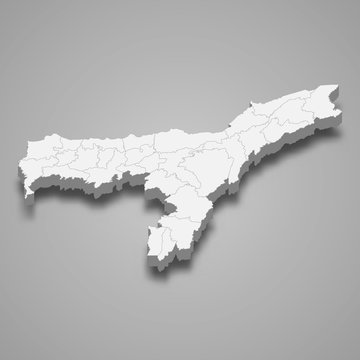 Assam 3d map state of India Template for your design