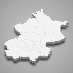 Beijing 3d map province of China Template for your design