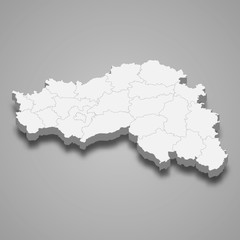 Belgorod Oblast 3d map region of Russia Template for your design