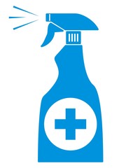 Fototapeta premium blue bottle with disinfection, spray, vector icon