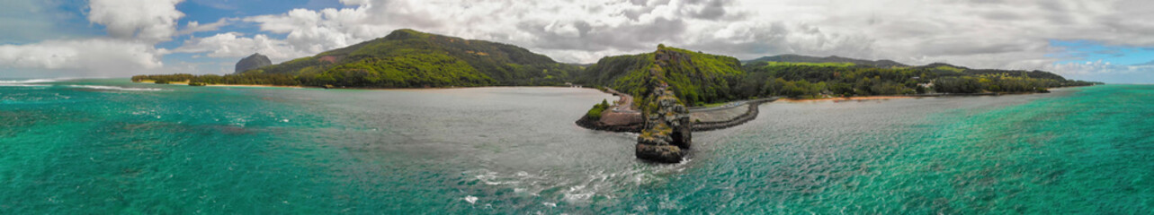 Maconde view point, Mauritius. Monument to captain Matthew Flinders. An unusual road to the Islands...