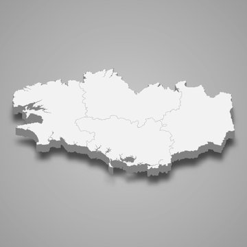 Brittany 3d map region of France Template for your design