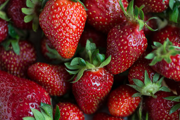 Ripe red strawberry summer background