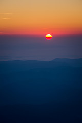 Beautiful sunrise over the mountains, long distance