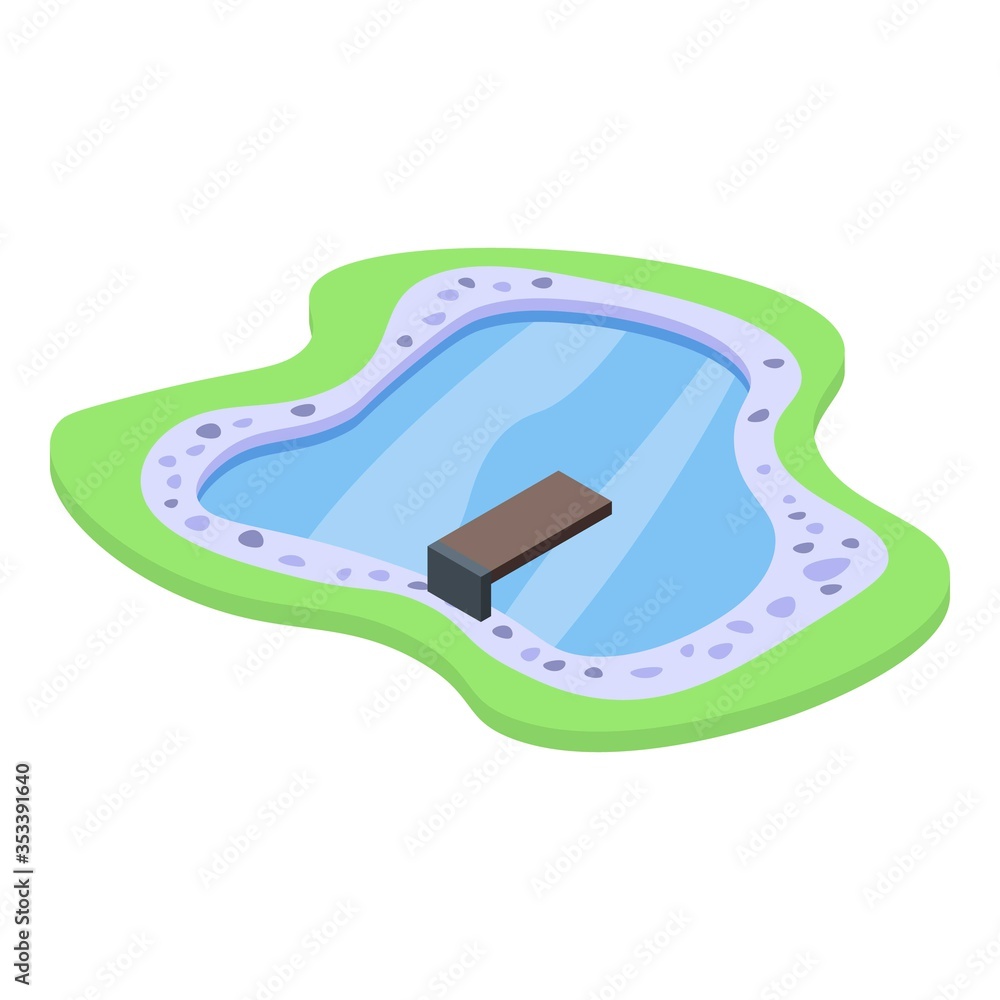 Poster home lake pool icon. isometric of home lake pool vector icon for web design isolated on white backgr