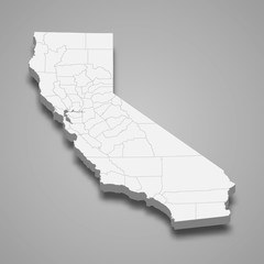 california 3d map state of United States Template for your design