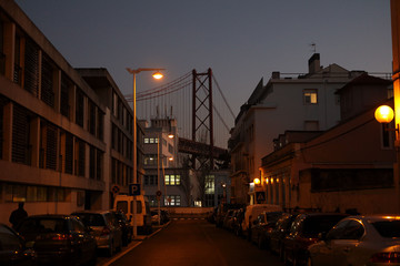 Night view of the bridge April 25 from Lisbon city