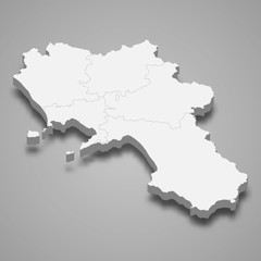 campania 3d map region of Italy Template for your design