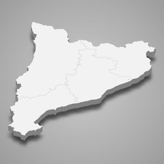 Catalonia 3d map region of Spain Template for your design