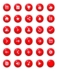 Set of Mobile Game Buttons with Icons - Graphical User Interface Kit