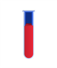 Medical test tube with blood. Analysis. Design in paper style. Vector