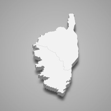 Corsica 3d map region of France Template for your design