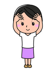 女の子01_01（笑顔・頭を抱える）