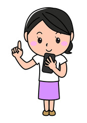 女の子01_01（笑顔・スマホ）